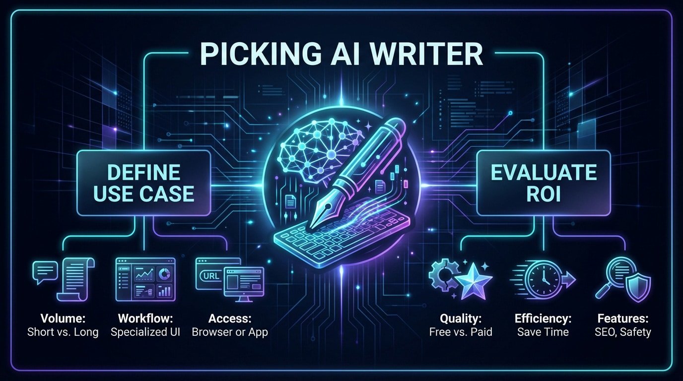 A professional choosing the best AI writing software for their business needs