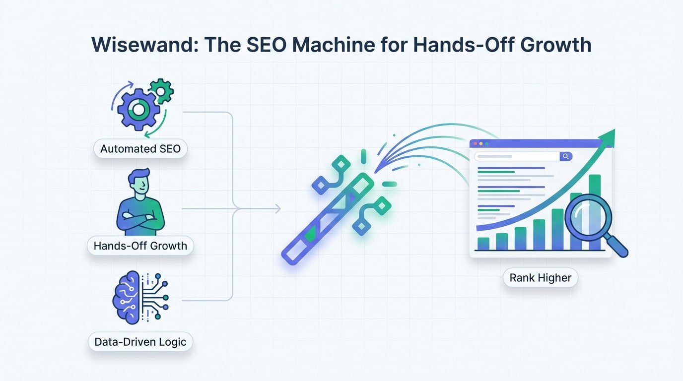 Wisewand automated SEO platform interface for hands-off content growth