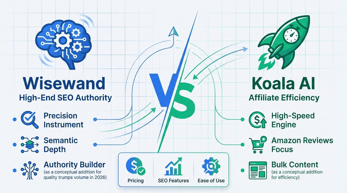 Comparison between Wisewand and Koala AI interfaces for SEO content generation